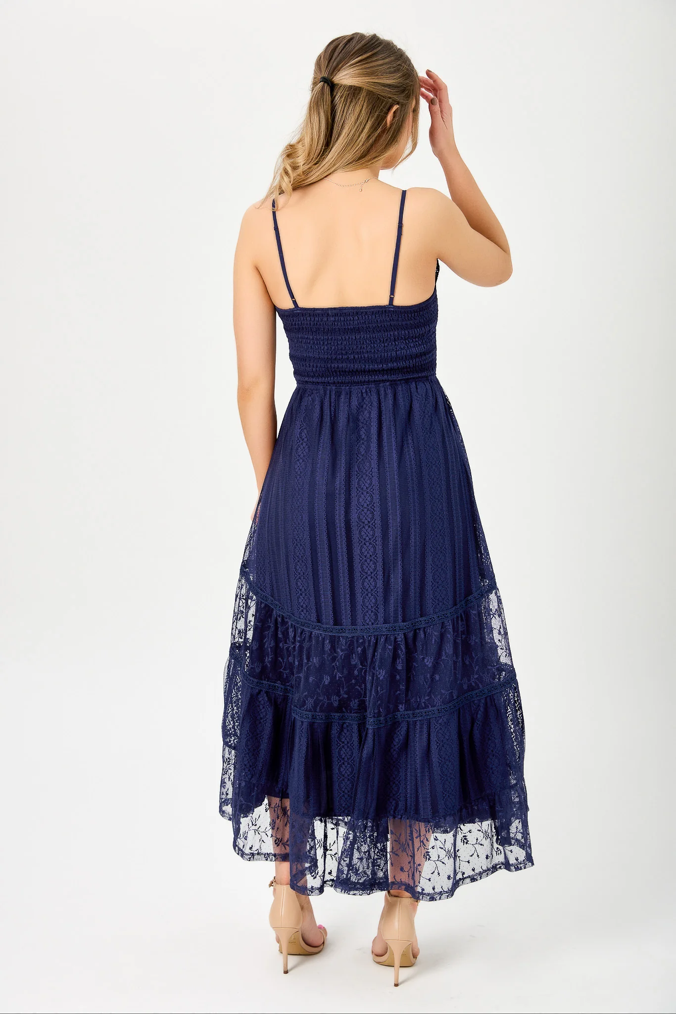 Twin Lace Spaghetti-Strap Tiered Dress - Image 3