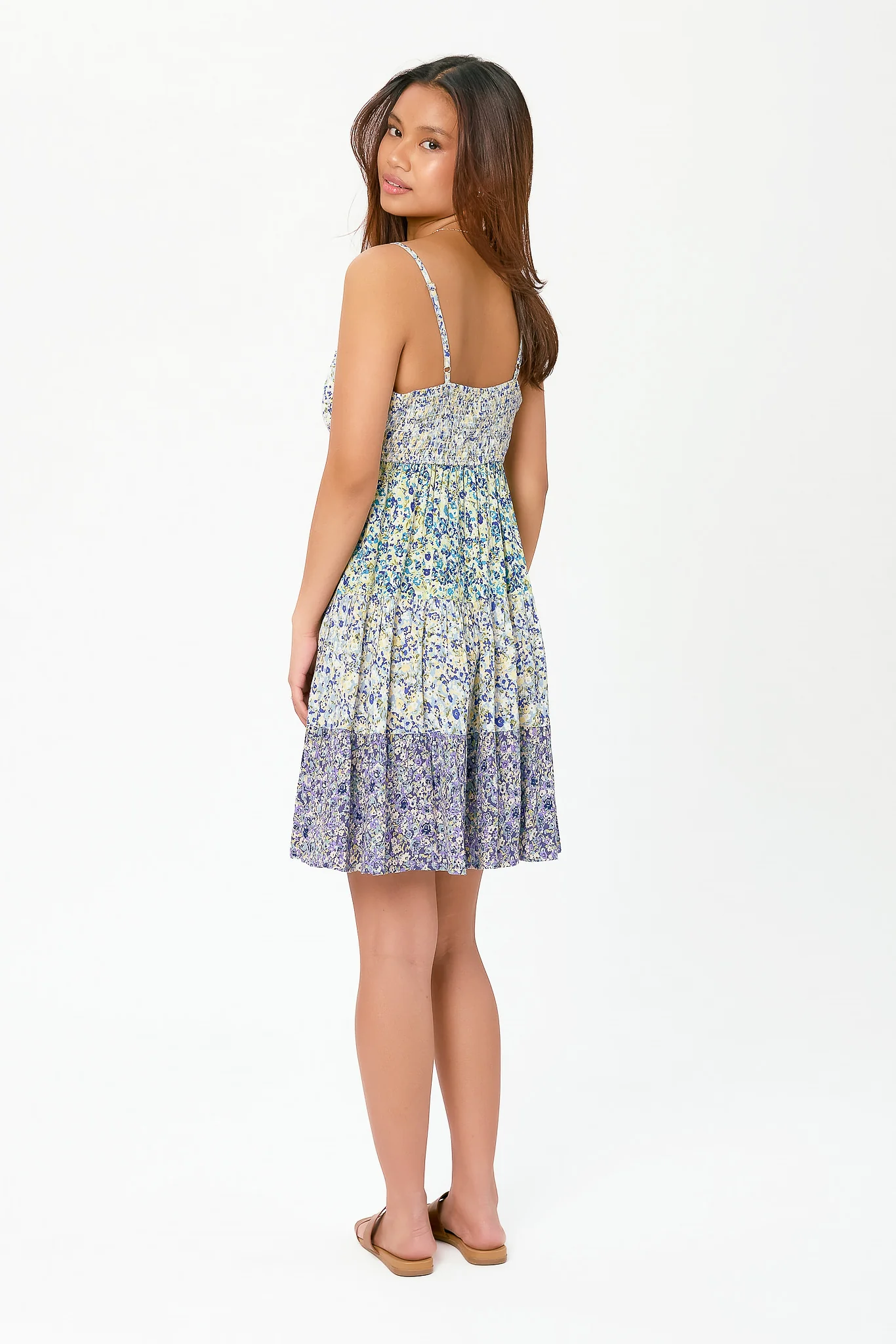 Twin Print Spaghetti-Strap Babydoll Tiered Dress - Image 2
