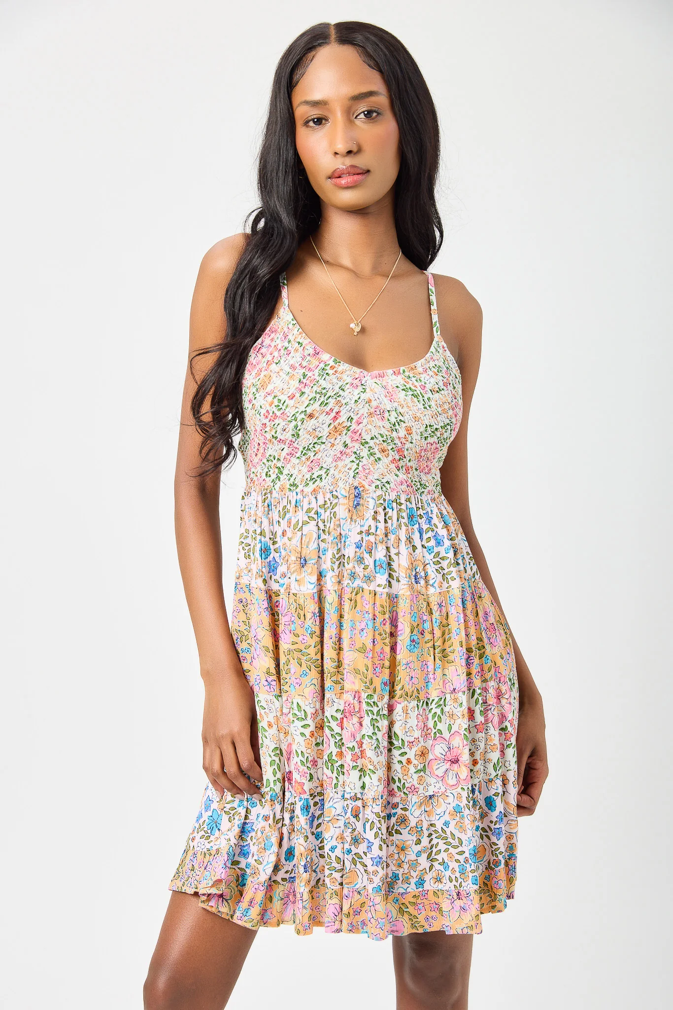 Twin Print Tiered Spaghetti‑Strap Mini Dress - Image 4