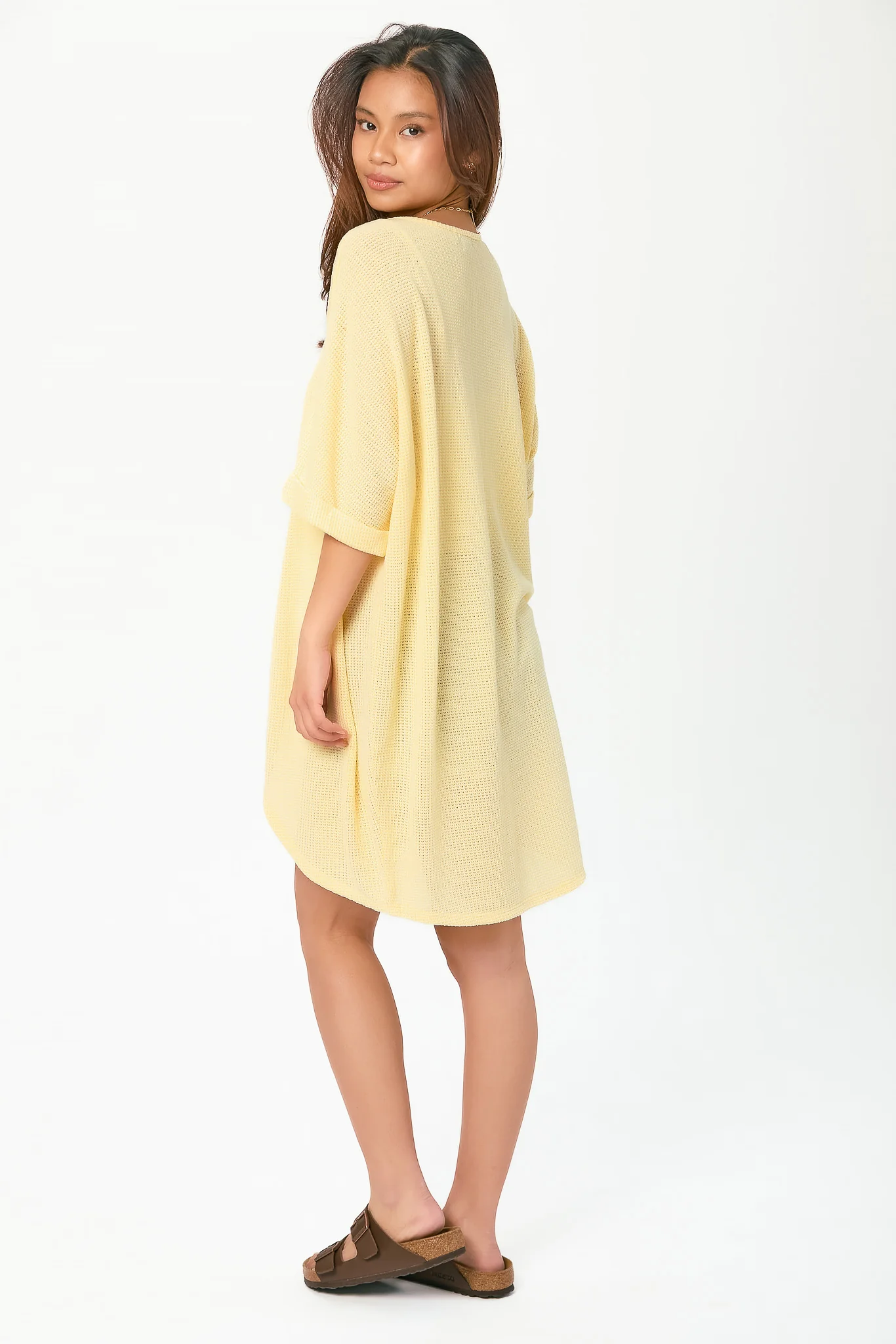 Waffle Knit Short Sleeve Cocoon Cardigan - Image 4