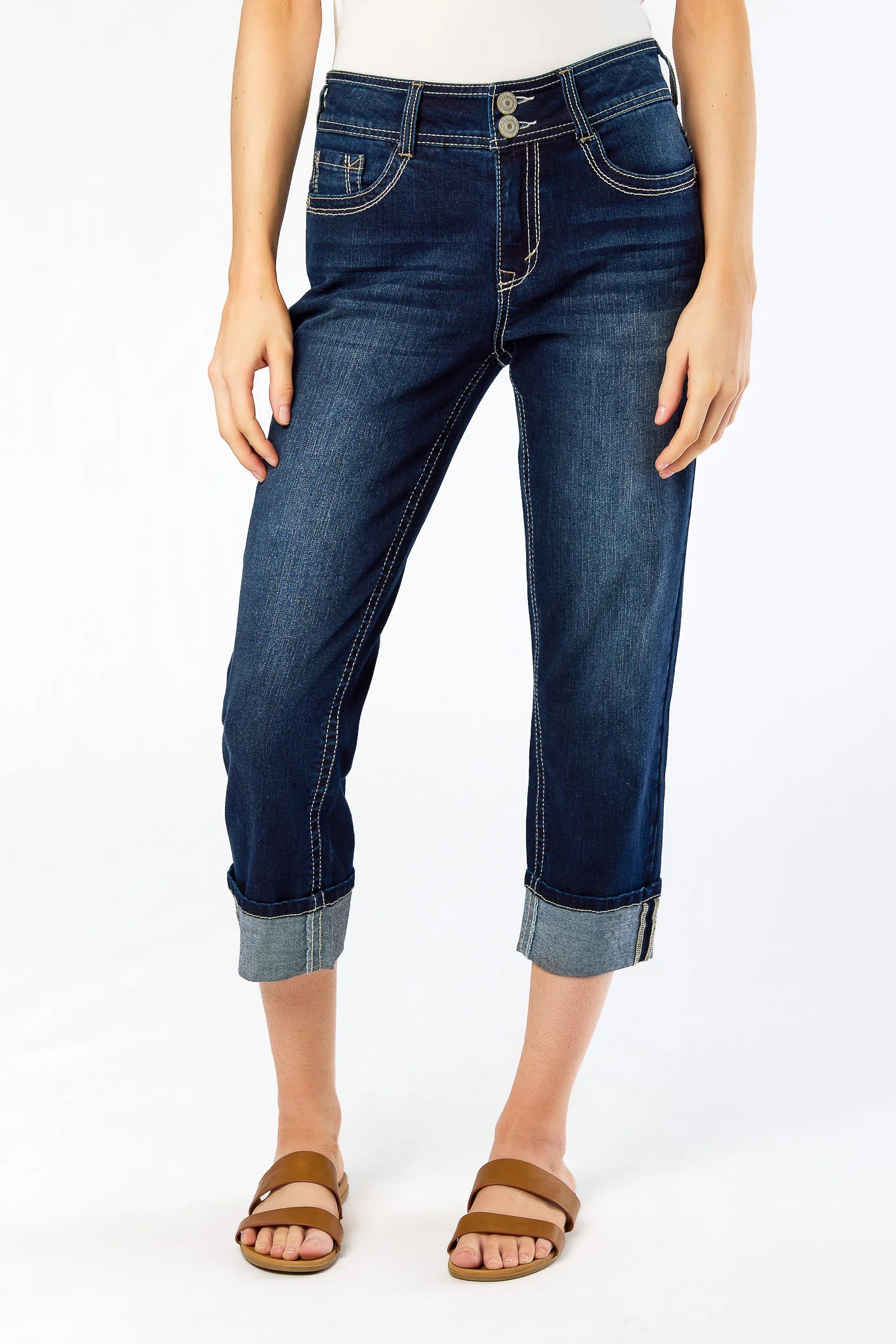 Wallflower Evan Wash Insta-Stretch Flirty Curvy High-Rise Crop Jeans with Back Flap Pockets - Image 3